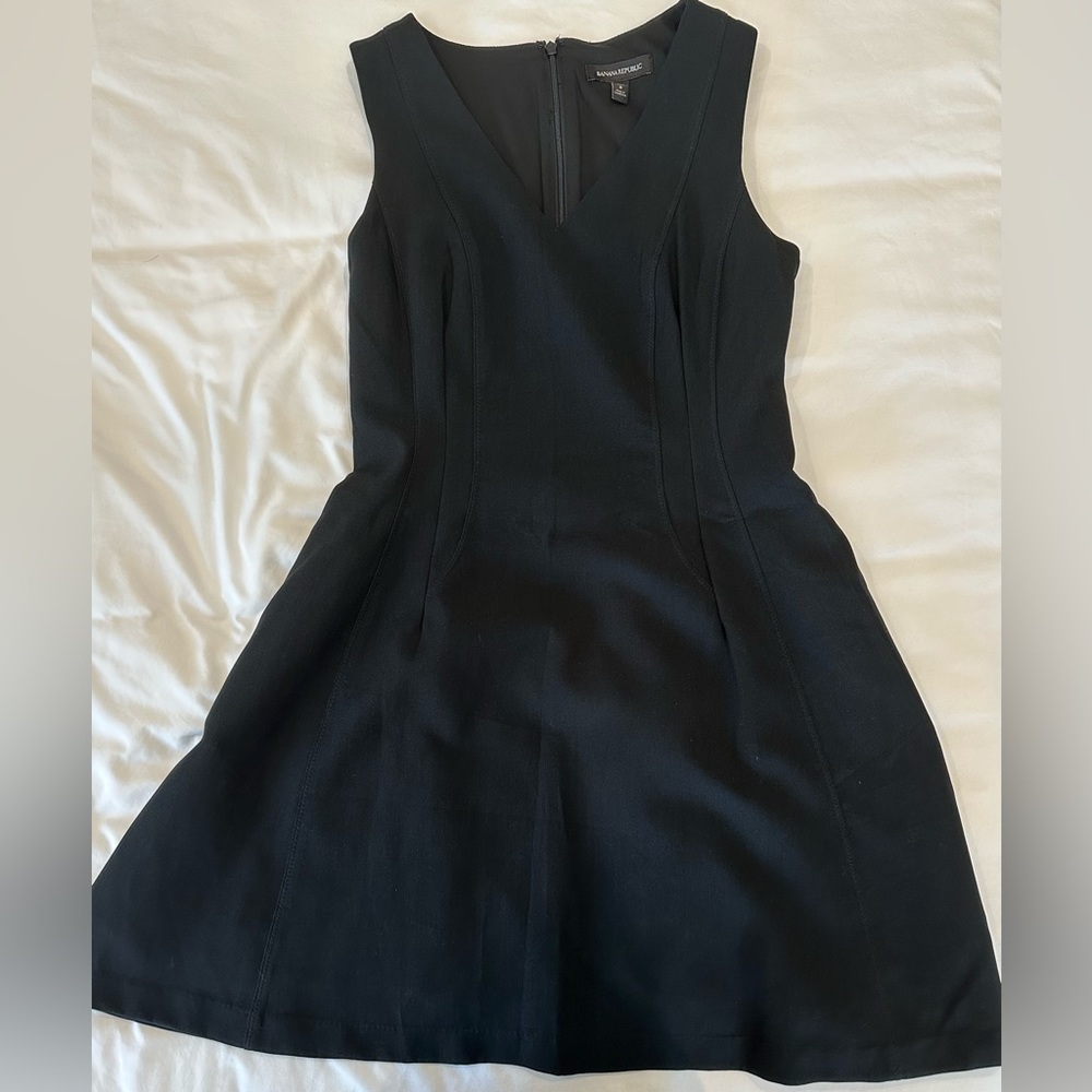 Banana Republic V-neck Fit and Flare Dress with Pockets. Little Black Dress